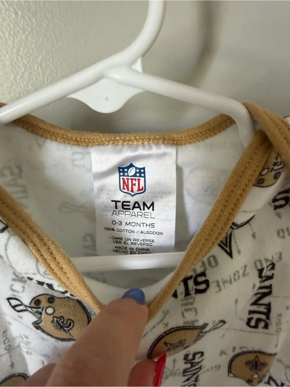 NFL New Orleans Saints Baby Bodysuit Short Sleeve Snap White Gold 0-3M